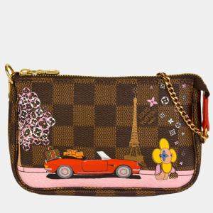 Pre Owned Louis Vuitton Brown Damier Ebene Canvas Vivienne Pochette Accessoires Clutch Bag