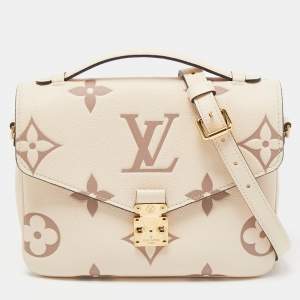 Pre Owned Louis Vuitton Creme Monogram Empreinte Leather Giant Pochette Metis Bag
