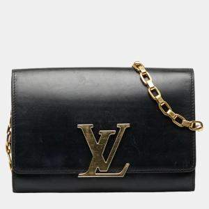 Louis Vuitton Black Leather Chain Louise MM Shoulder Bag