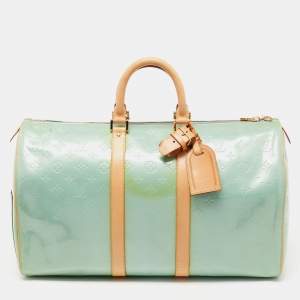 Louis Vuitton Baby Blue Monogram Vernis Keepall 45 Bag