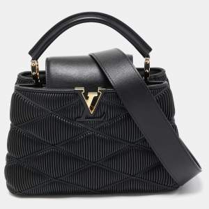 Pre Owned Louis Vuitton Black Quilted Leather Capucines BB Bag