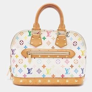 Pre Owned Louis Vuitton White Monogram Multicolore Canvas Alma PM Bag