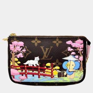 Pre Owned Louis Vuitton Pink/Brown Monogram Canvas Vivienne Wisteria Mini Pochette Accessoires