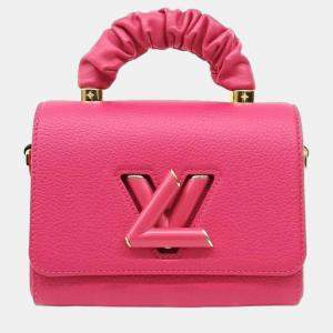 Louis Vuitton  Pondichery Pink Taurillon Smooth Calfskin Scrunchie PM Twist Top Handle Bag 