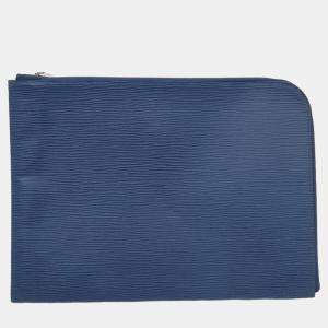 Louis Vuitton Blue Epi Leather Pochette Jour GM Clutch Bag