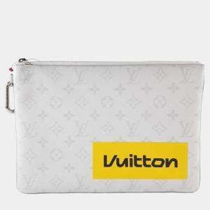 Louis Vuitton White Monogram Canvas Pochette Chain GM Clutch Bag