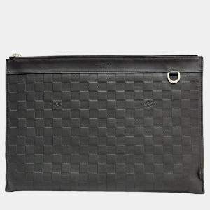  Louis Vuitton Black Damier Infini Leather Discovery Pochette GM Clutch Bag