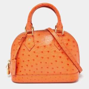 Pre Owned Louis Vuitton Orange Ostrich Alma BB Bag