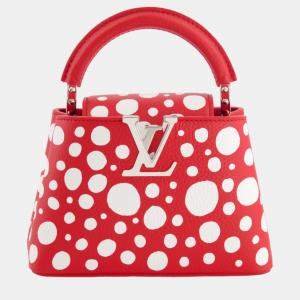 Louis Vuitton X Yayoi Kusama Red and White Mini Capucines Bag with Silver Hardware