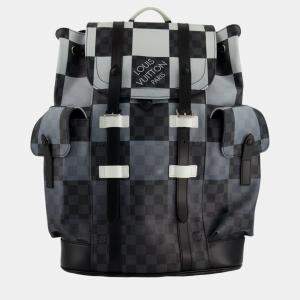 Louis Vuitton Christopher Backpack Bag in Black and White Damier Canvas with Silver Hardware