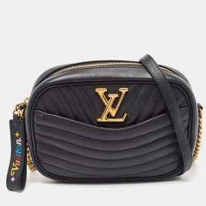Pre Owned Louis Vuitton Black Leather New Wave Camera Bag
