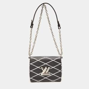 Pre Owned Louis Vuitton Black/White Malletage Epi Leather Twist PM Bag