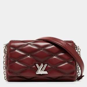 Pre Owned Louis Vuitton Bordeaux Malletage Leather GO-14 PM Bag