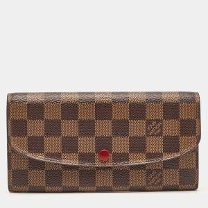 Louis Vuitton Red Damier Ebene Canvas Emilie Wallet