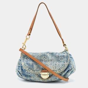 Pre Owned Louis Vuitton Blue Monogram Denim Pleaty Bag