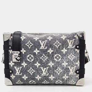 Pre Owned Louis Vuitton denim Leather Grey Side Trunk