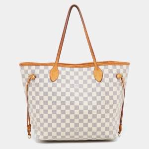 Louis Vuitton White Canvas Damier Azur Neverfull MM Tote Bag