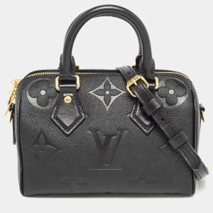 Pre Owned Louis Vuitton Black Empreinte Monogram Leather Speedy Bandouliere 20 Bag