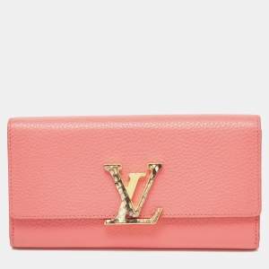 Louis Vuitton Rose Tourmaline Taurillion Leather and Python Capucines Wallet