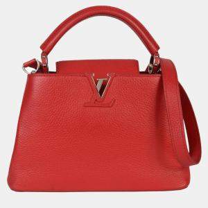 Louis Vuitton Red Leather bb Capucines Top Handle Bags