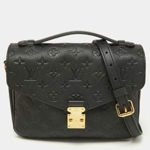 Pre Owned Louis Vuitton Black Monogram Empreinte Leather Pochette Metis Bag