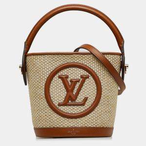 Louis Vuitton Brown Natural Material  Raffia Petit Bucket Hobo