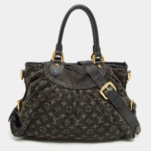 Pre Owned Louis Vuitton Black Monogram Denim Neo Cabby MM Bag