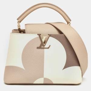 Pre Owned Louis Vuitton Galet/Creme Monogram Flower Taurillon Leather Capucines BB Bag