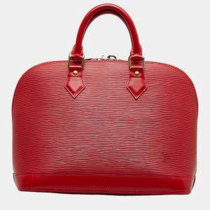 Pre Owned Louis Vuitton Red Leather Epi Alma PM Satchels
