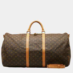 Louis Vuitton Brown Canvas Monogram Keepall 60 Bandouliere Bag