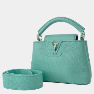 Louis Vuitton Green Leather Capucines Mini Top Handle Bag