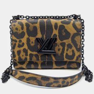 Louis Vuitton Leopard Print Leather Wild Animal Twist MM Top Handle Bag