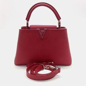 Louis Vuitton Red Leather Capucines PM Top Handle Bag