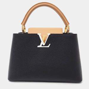 Louis Vuitton Black/Beige Epi Leather Capucines MM Top Handle Bag