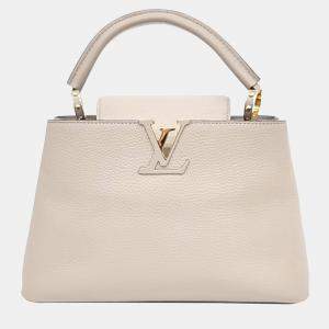 Louis Vuitton Cream Leather Capucines PM Tote Bag
