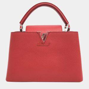 Louis Vuitton Red Leather Capucines MM Top Handle Bag