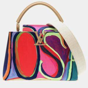 Louis Vuitton Josh Smith Unique Edition Linen and Cotton Canvas ArtyCapucines PM Top Handle Bag