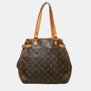 Pre Owned Louis Vuitton Brown Canvas Monogram Batignolles Vertical  Bag