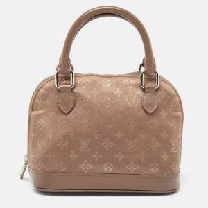 Louis Vuitton Taupe Monogram Satin and Leather Mini Alma Bag