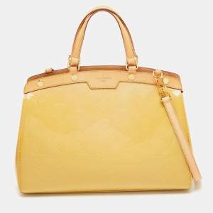 Pre Owned Louis Vuitton Citrine Monogram Vernis Brea MM Bag