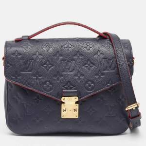 Pre Owned Louis Vuitton Navy Blue/Red Monogram Empreinte Leather Pochette Metis Bag