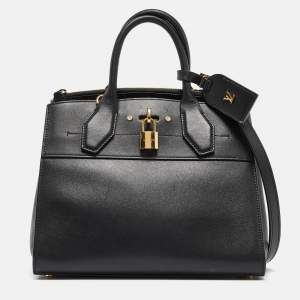 Louis Vuitton Black Leather City Steamer PM Bag