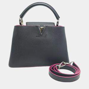 Louis Vuitton Black Leather BB Capucines Top Handle Bags