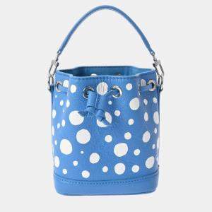 Louis Vuitton Blue Clair M81985 Women's Leather Monogram Empreinte Nano Noe LV x YK Yayoi Kusama Shoulder Bag