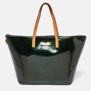 Pre Owned Louis Vuitton Bleu Nuit Monogram Vernis Bellevue GM Bag