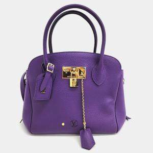 Pre Owned Louis Vuitton Purple Leather Milla PM Top Handle Bag
