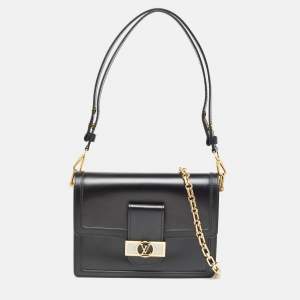 Louis Vuitton Black Leather Dauphine MM Bag