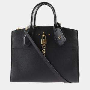 Louis Vuitton Black Leather City Steamer MM Satchel