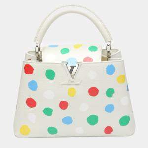 Louis Vuitton x Yayoi Kusama White Leather Capucines Painted Top Handle Bag