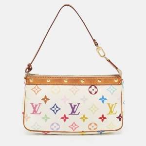 Pre Owned Louis Vuitton White Monogram Multicolore Canvas Pochette Accessoires Bag 